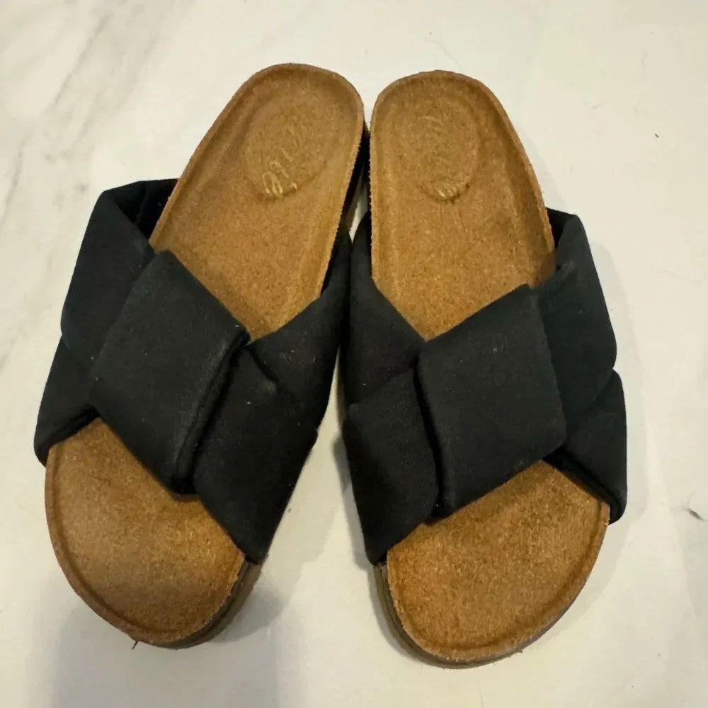 Black and Brown Slide Sandals #12